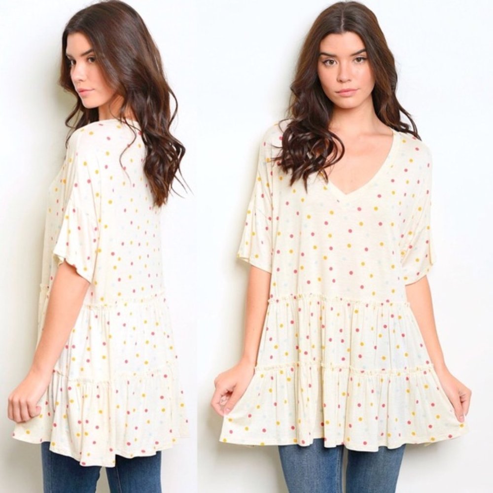 Polka Dot Ruffle Tee Tunic - Picture 2 of 7